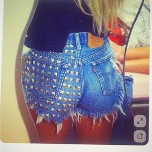 Studded Denim Shorts
